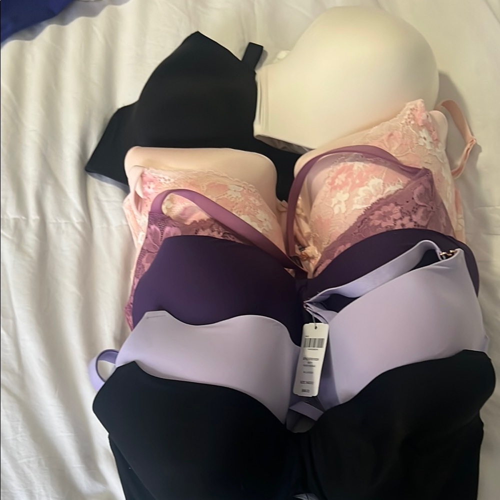 Elegant Women's Lace and Satin Bra Set - Black, Pink, Purple